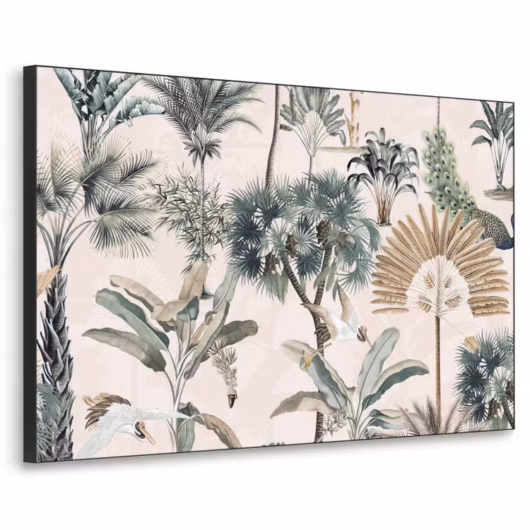 Tropisch - Bomen - Bladeren - Jungle Textielframe zwart klein -3d