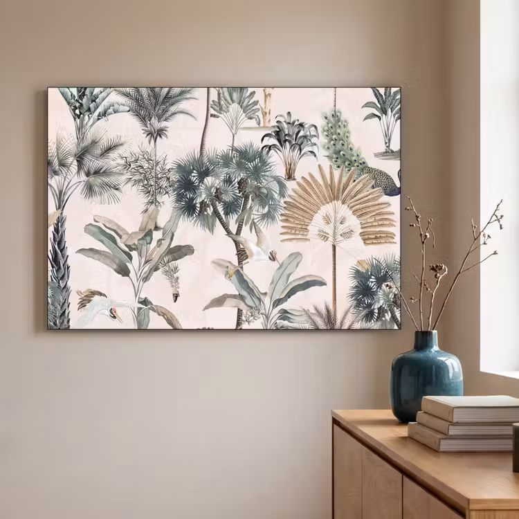 Tropisch - Bomen - Bladeren - Jungle Textielframe zwart klein -sfeer2