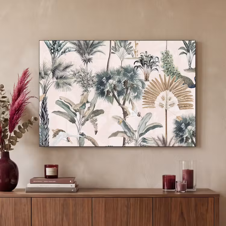 Tropisch - Bomen - Bladeren - Jungle Textielframe zwart klein -sfeer1
