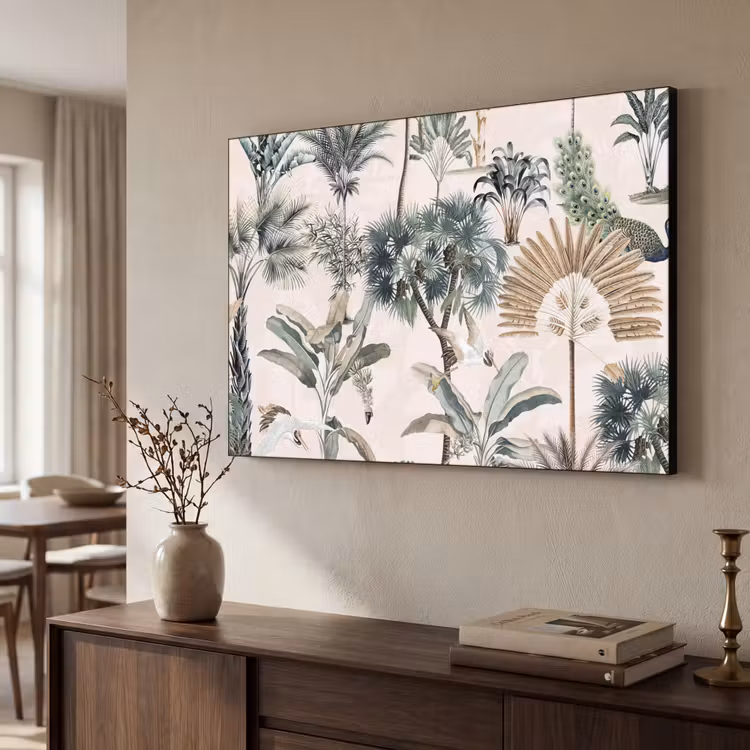 Tropisch - Bomen - Bladeren - Jungle Textielframe zwart klein -sfeer3