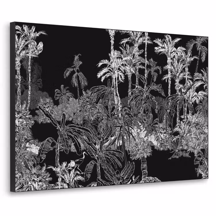 Tropisch - Jungle - Bomen - Bladeren Textielframe zwart klein -3d