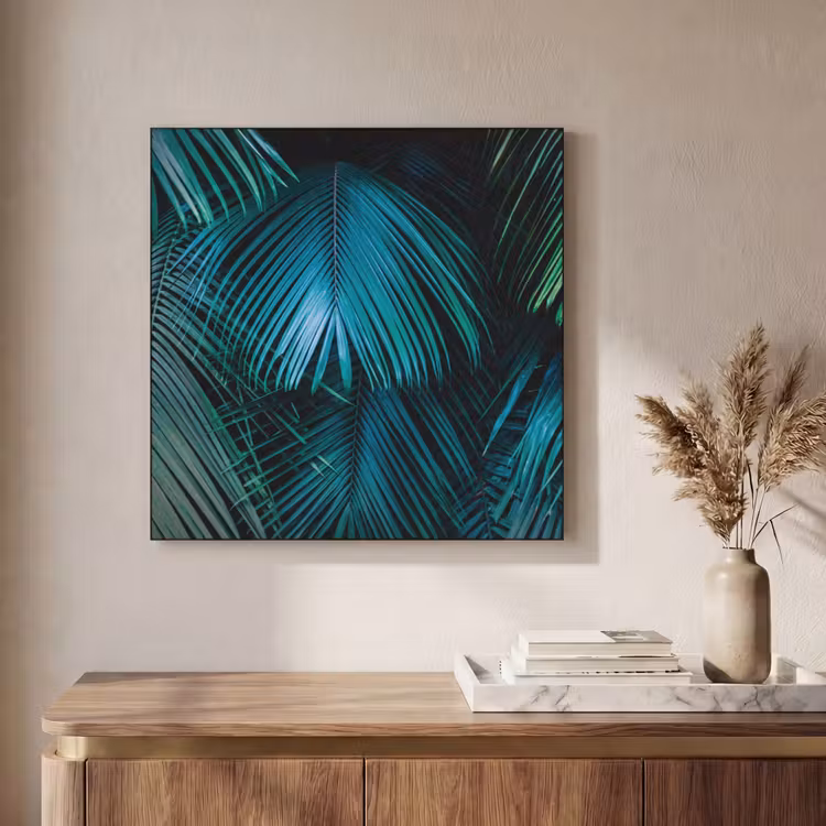 Tropical - Jungle - Bladeren - Groen Textielframe zwart klein -sfeer2