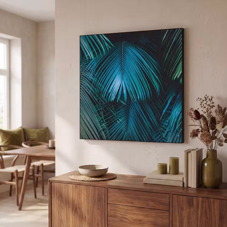 Tropical - Jungle - Bladeren - Groen Textielframe zwart klein -sfeer3