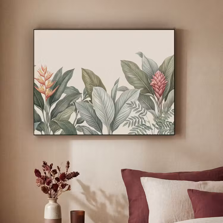 Tropisch - Planten - Modern - Groen Textielframe zwart klein -sfeer1