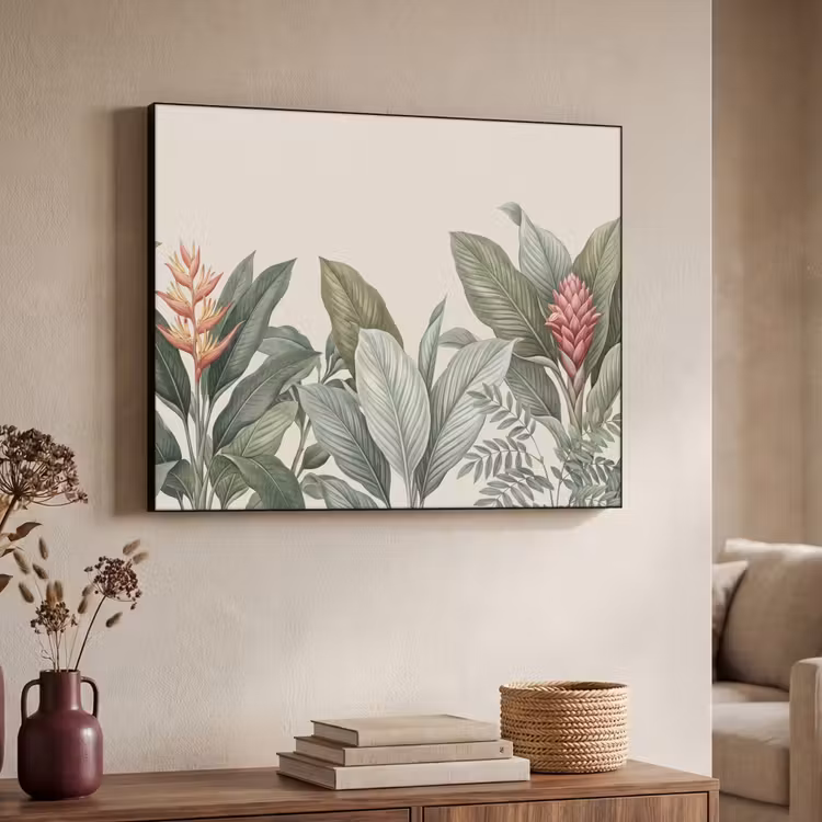 Tropisch - Planten - Modern - Groen Textielframe zwart klein -sfeer3