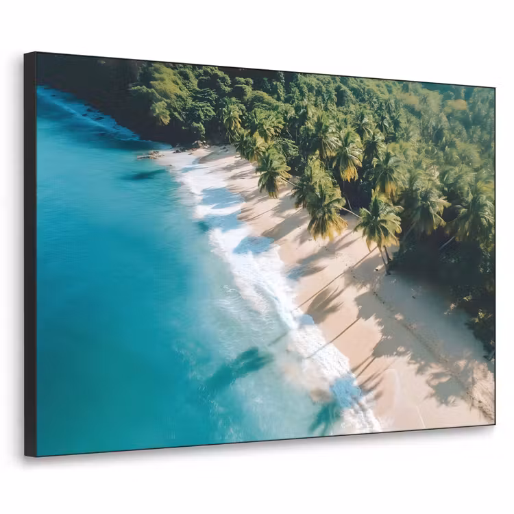 Tropisch - Strand - Water - Palmbomen Textielframe zwart klein -3d