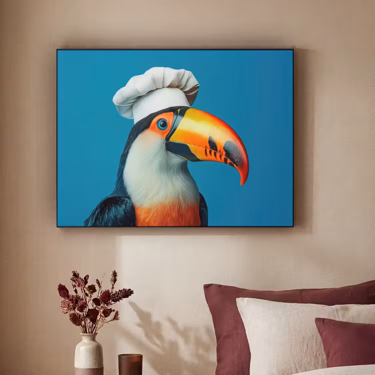 Toekan - Papegaai - Vogel - Koksmuts Textielframe - compleet frame klein -sfeer1