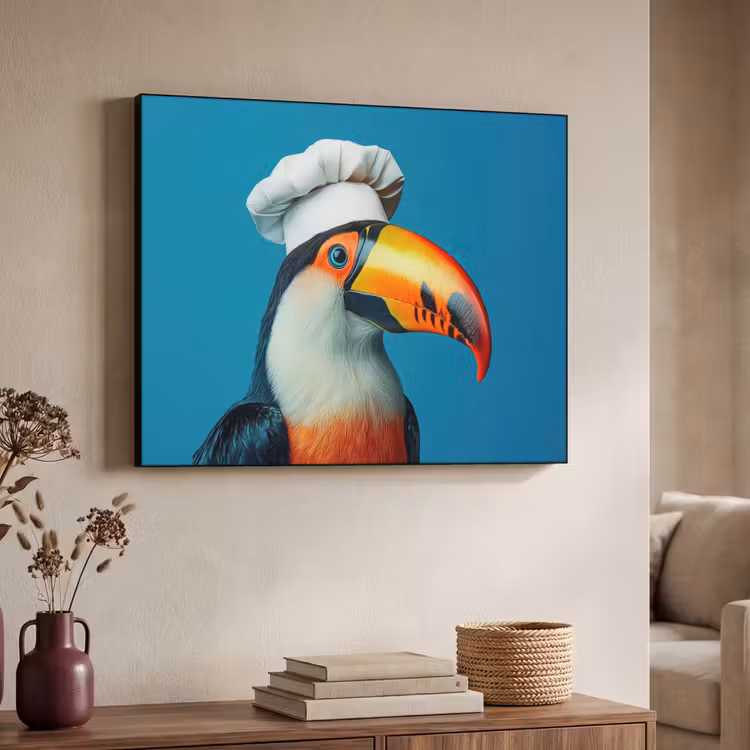 Toekan - Papegaai - Vogel - Koksmuts Textielframe - compleet frame klein -sfeer3
