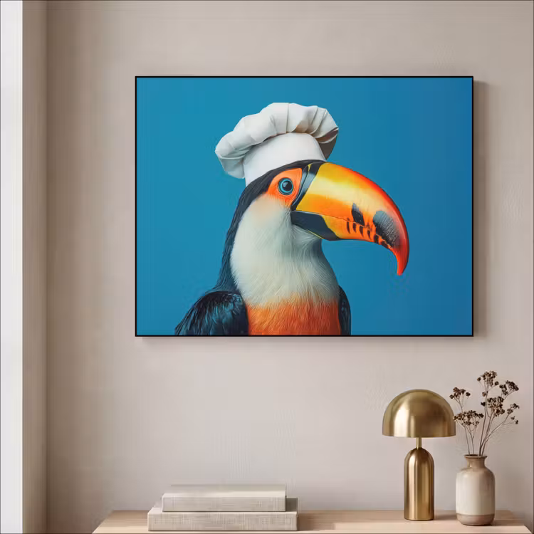 Toekan - Papegaai - Vogel - Koksmuts Textielframe - compleet frame klein -sfeer2