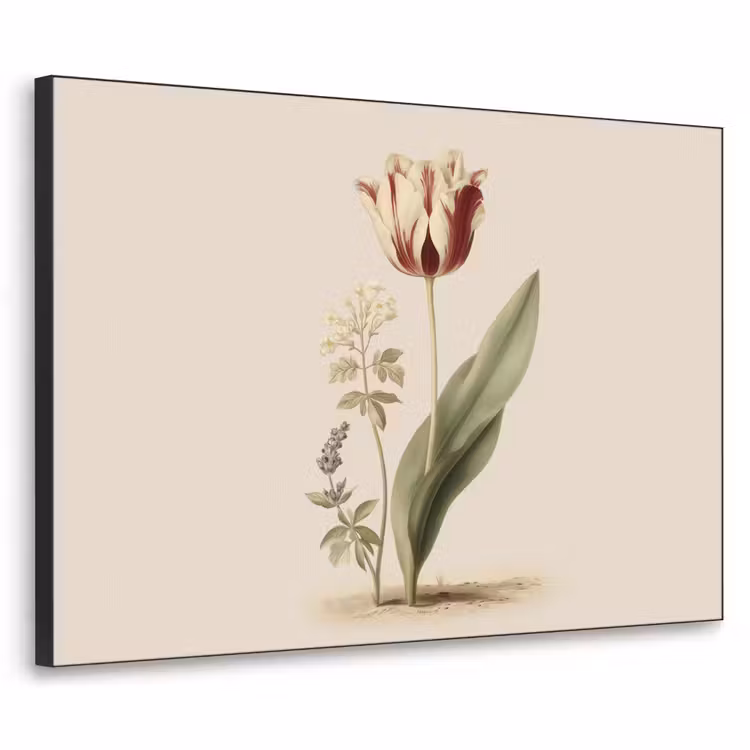 Tulp - Minimalistisch - Beige Textielframe zwart klein -3d