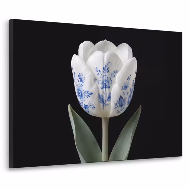 Art Frame - Tulpe - Muster - Blau - Tulp - Patroon - Blauw Textielframe zwart klein