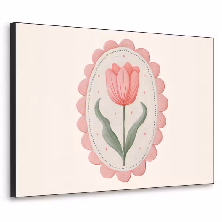 Tulp - Lijst - Ovaal - Illustratie Textielframe zwart klein -3d