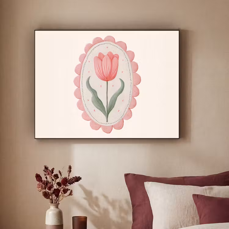 Tulp - Lijst - Ovaal - Illustratie Textielframe zwart klein -sfeer1