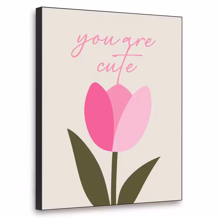 Tulp - Roze - Valentijn - Bloem Textielframe - compleet frame klein -3d