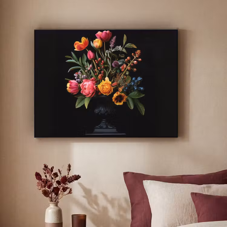 Tulpen - Bessen - Boeket - Vaas Textielframe - compleet frame klein -sfeer1