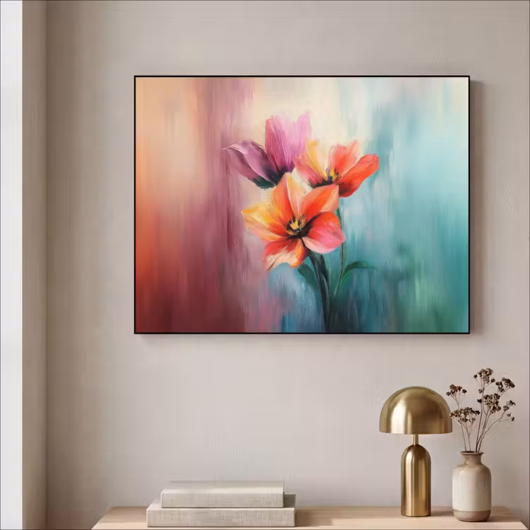 Tulpen - Lichtreflecties - Kleurverloop Textielframe - compleet frame klein -sfeer2