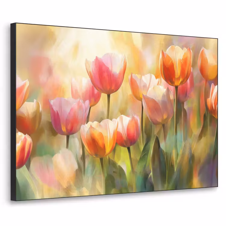 Tulpen - Sprookjesachtig - Kleurrijk Textielframe zwart klein -3d