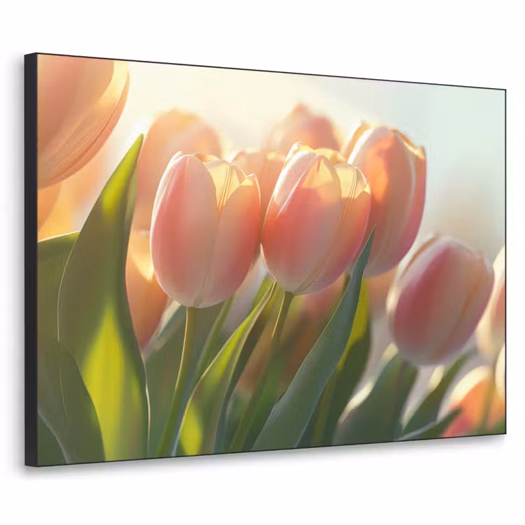 Tulpen - Roze - Zonnestralen Textielframe - compleet frame klein -3d