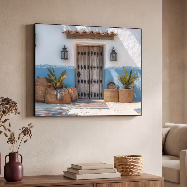 Deur - Manden - Planten Textielframe zwart klein -sfeer3
