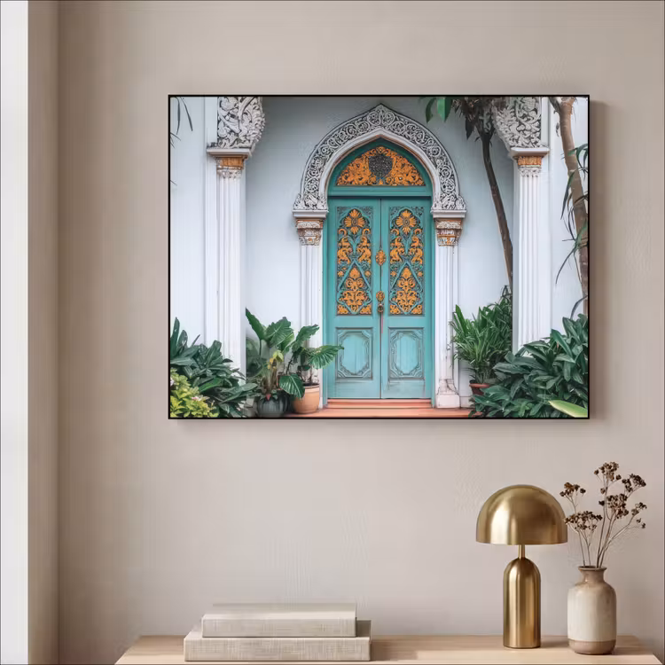 Deur - Patronen - Planten Textielframe zwart klein -sfeer2