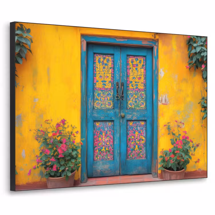 Deuren - Kleurrijk - Planten Textielframe - compleet frame klein -3d
