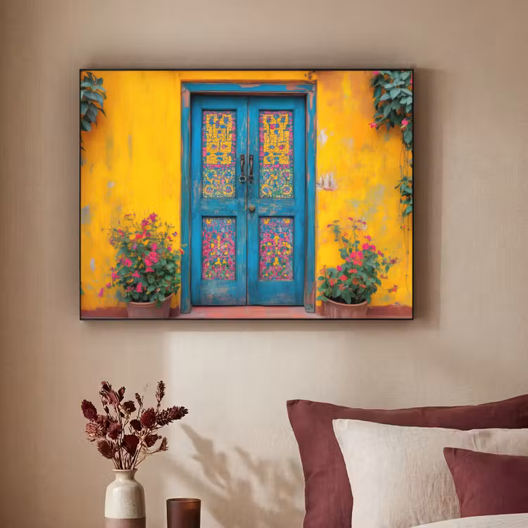 Deuren - Kleurrijk - Planten Textielframe zwart klein -sfeer1