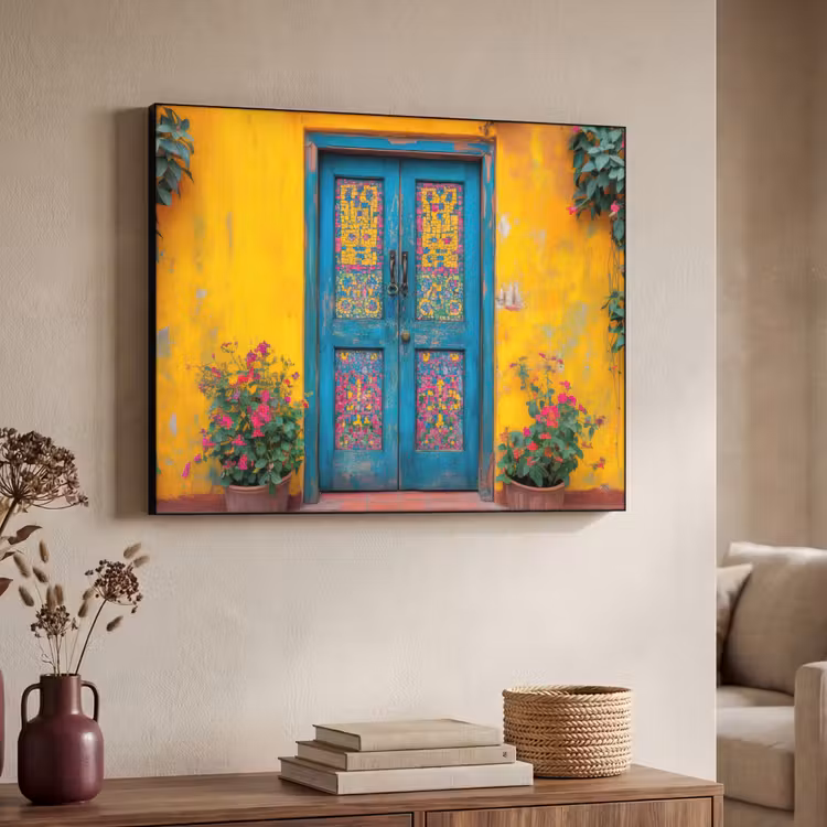 Deuren - Kleurrijk - Planten Textielframe zwart klein -sfeer3