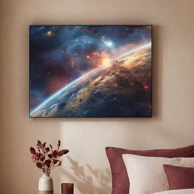 Heelal - Sterren - Ruimte - Planeet Textielframe zwart klein -sfeer1
