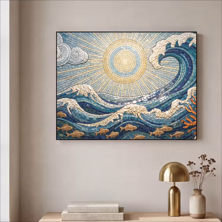 Onderwater - Koraal - Vis - Natuur - Kunst Textielframe zwart klein -sfeer2