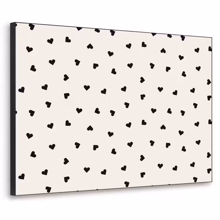 Valentijn - Hart - Wit - Zwart Textielframe zwart klein 947 -3d