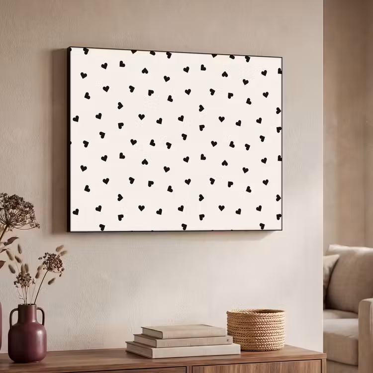 Valentijn - Hart - Wit - Zwart Textielframe zwart klein 947 -sfeer3