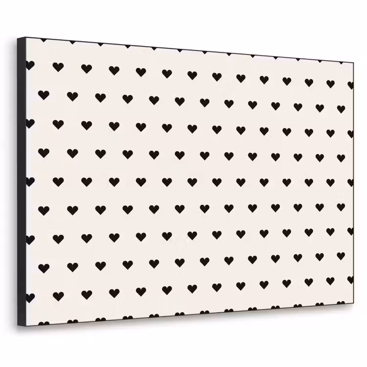 Valentijn - Hart - Wit - Zwart Textielframe zwart klein 947 -3d