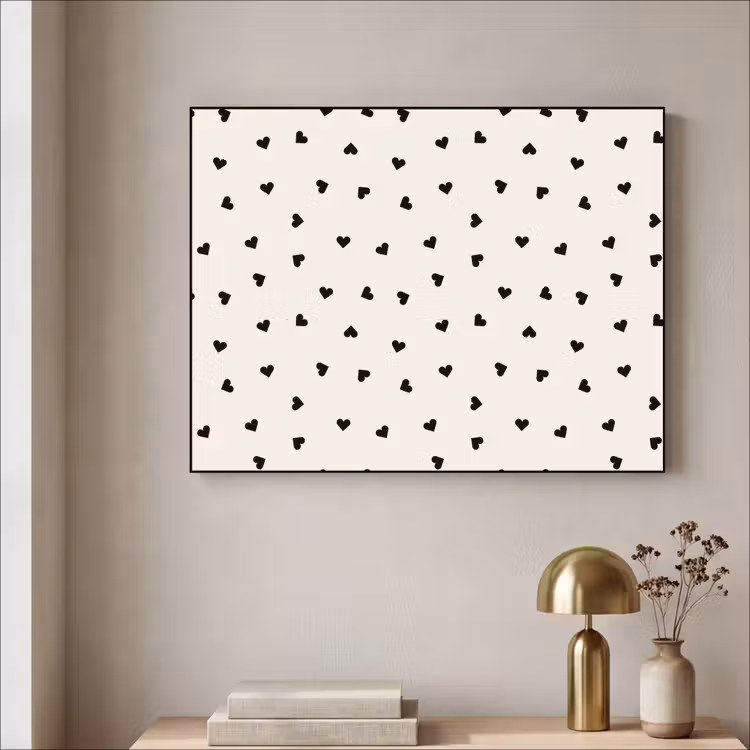 Valentijn - Hart - Wit - Zwart Textielframe - compleet frame klein 947 -sfeer2