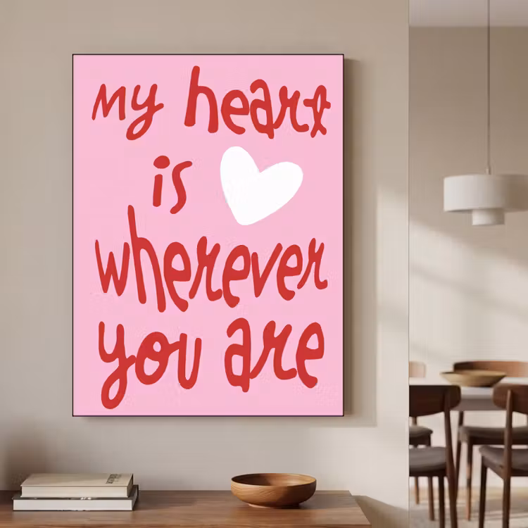 Valentijn - Hart - Liefde - Roze Textielframe zwart klein -sfeer2