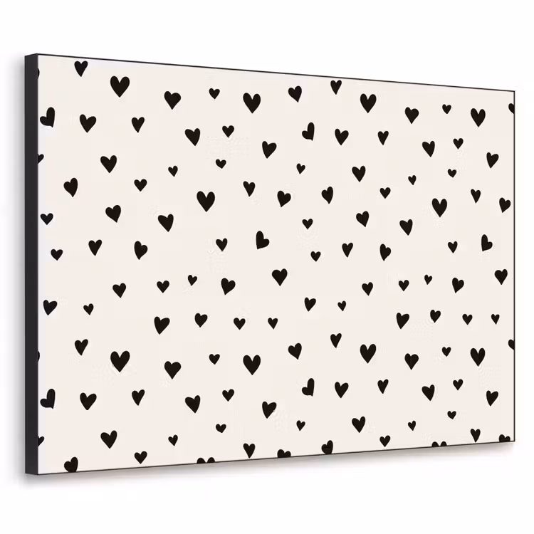 Valentijn - Harten - Zwart - Wit Textielframe zwart klein 947 -3d