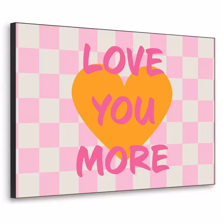 Valentijn - Love - Roze - Oranje Textielframe - compleet frame klein -3d