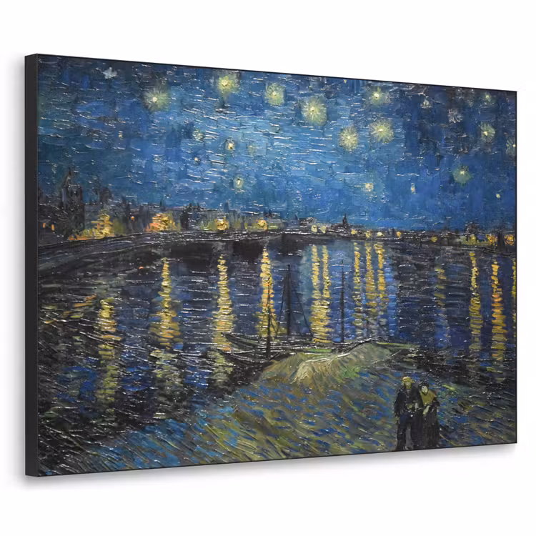 Van Gogh - Brug - Oude meesters Textielframe zwart klein -3d