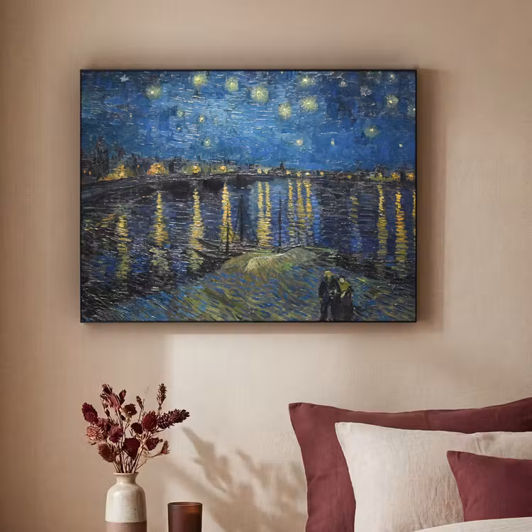 Van Gogh - Brug - Oude meesters Textielframe zwart klein -sfeer1