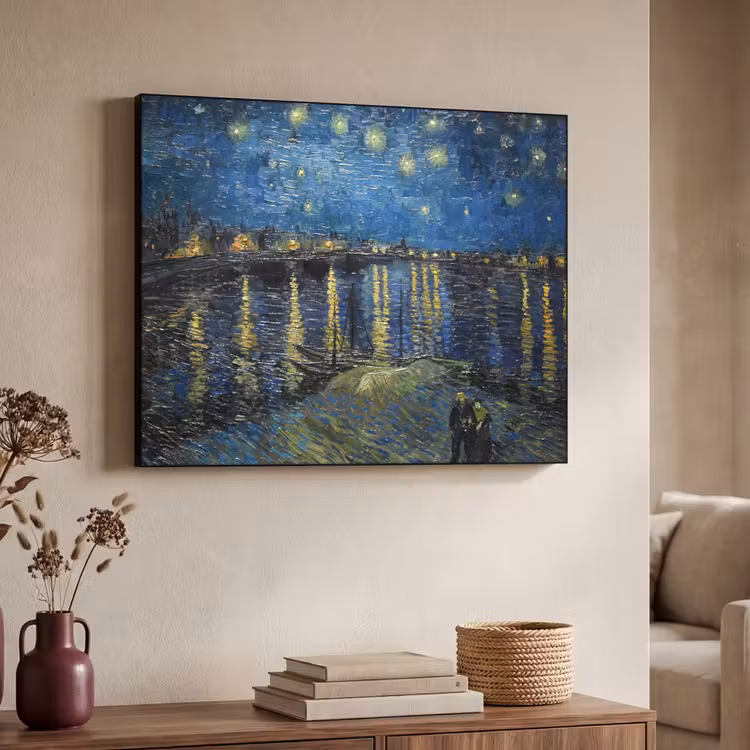 Van Gogh - Brug - Oude meesters Textielframe zwart klein -sfeer3
