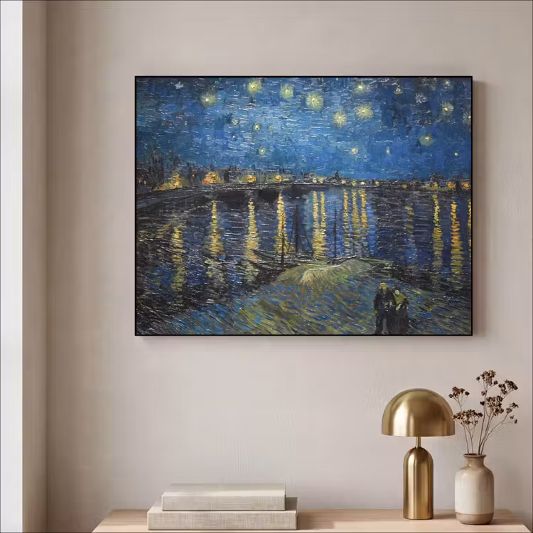 Van Gogh - Brug - Oude meesters Textielframe zwart klein -sfeer2