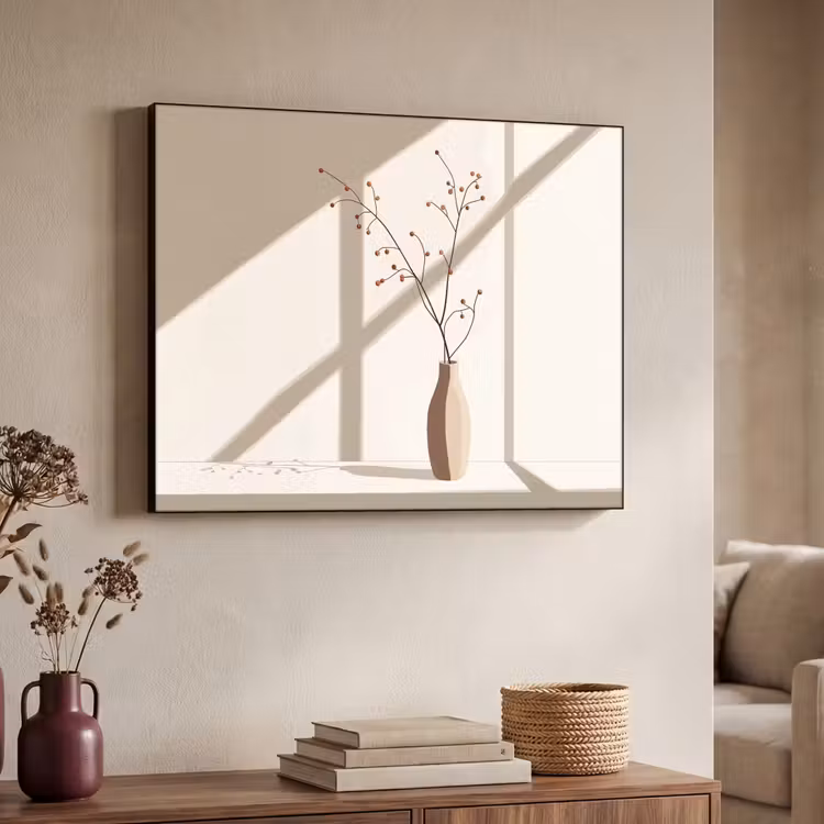 Vaas - Takken - Bessen - Minimalistisch Textielframe - compleet frame klein -sfeer3