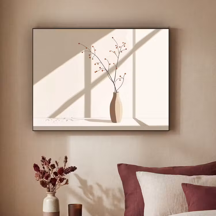 Vaas - Takken - Bessen - Minimalistisch Textielframe - compleet frame klein -sfeer1