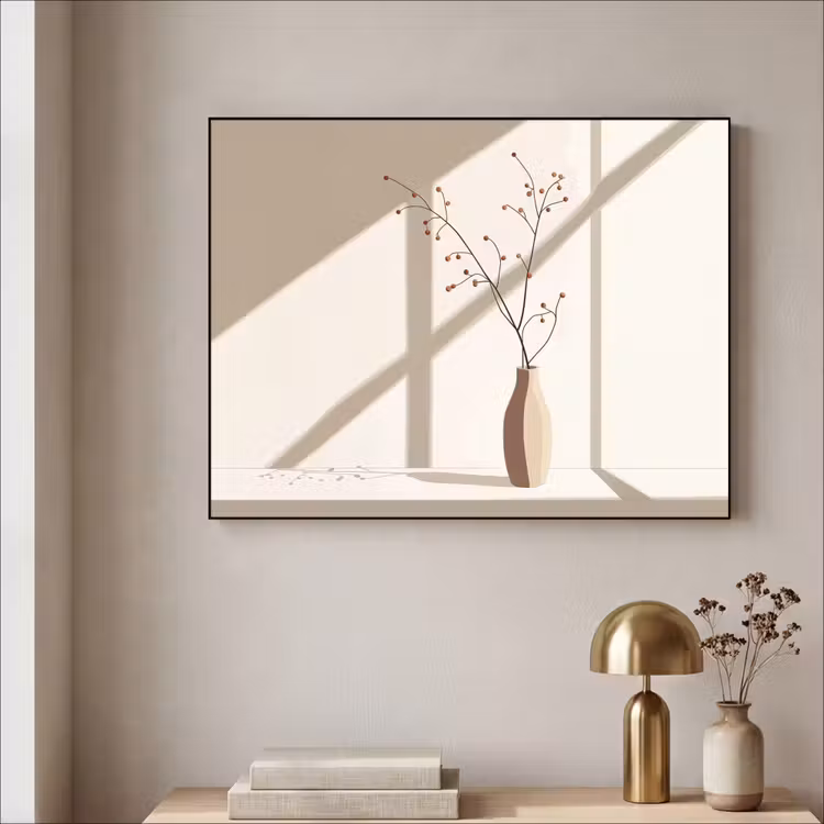 Vaas - Takken - Bessen - Minimalistisch Textielframe zwart klein -sfeer2