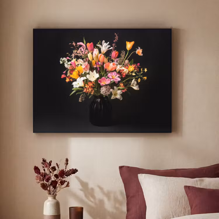 Vaas - Bloemen - Tulpen Textielframe zwart klein -sfeer1