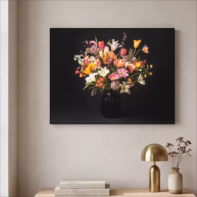 Vaas - Bloemen - Tulpen Textielframe zwart klein -sfeer2