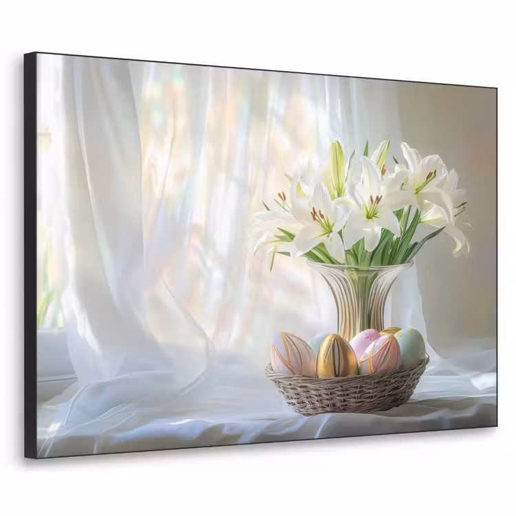 Vaas - Eieren - Bloemen Textielframe - compleet frame klein -3d