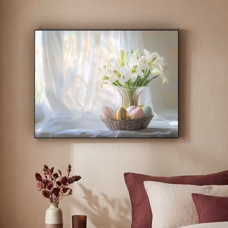 Vaas - Eieren - Bloemen Textielframe zwart klein -sfeer1