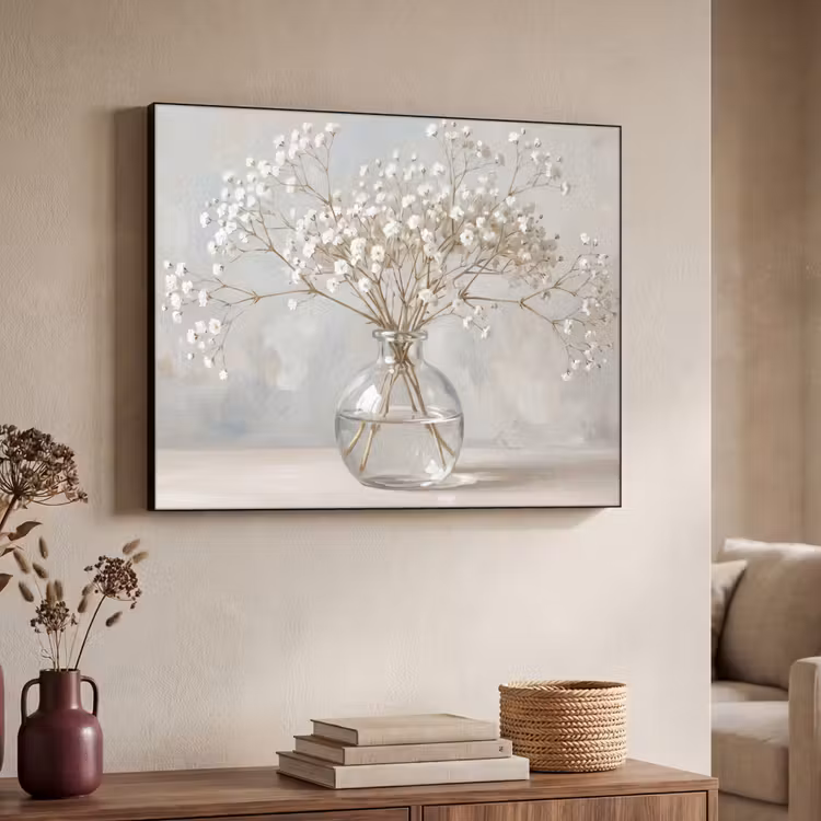 Vaas - Gipskruid - Wit Textielframe zwart klein -sfeer3