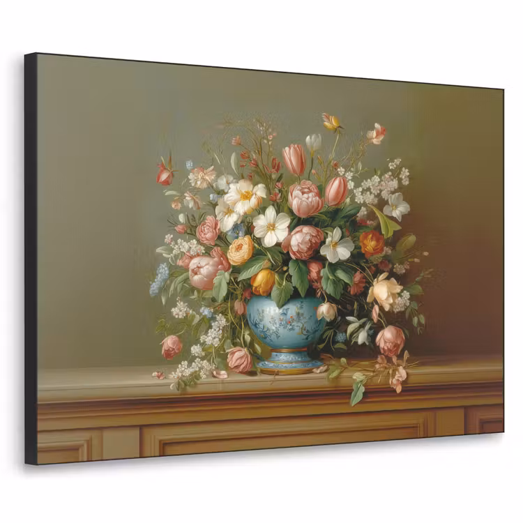 Vaas - Pastel - Kleuren - Bloemen Textielframe zwart klein -3d