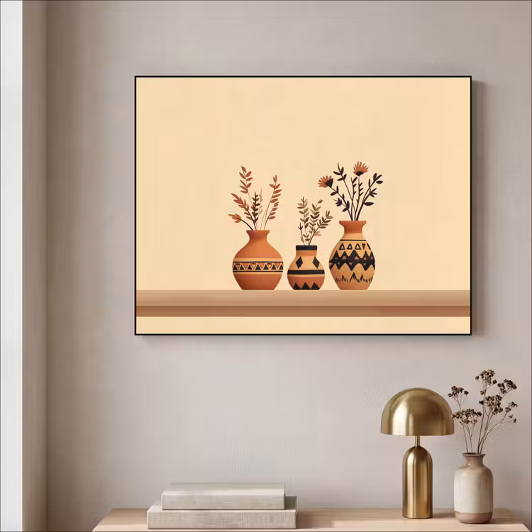 Vazen - Bloemen - Bladeren - Minimalistisch Textielframe - compleet frame klein -sfeer2